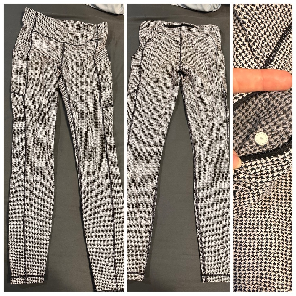 Stylish Black and White Houndstooth Women's Pants